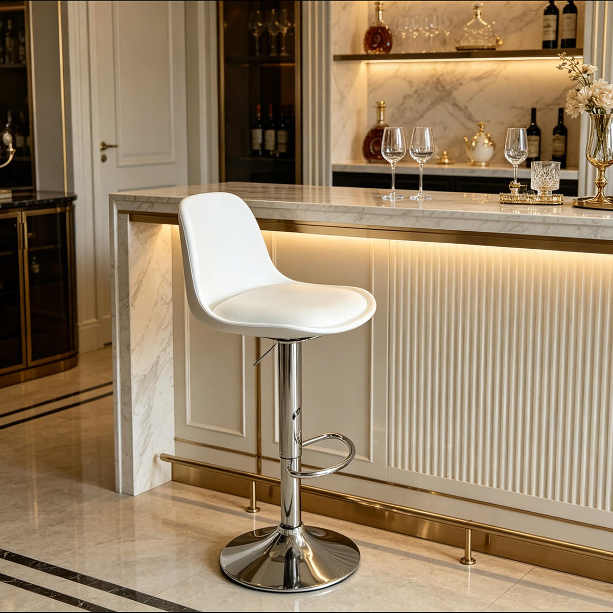 SCAUN Alb bar Set-2 reglabil pe înălțime cu spătar - multicolor, material plastic/metal (38/103/38cm) - Relaxdays
