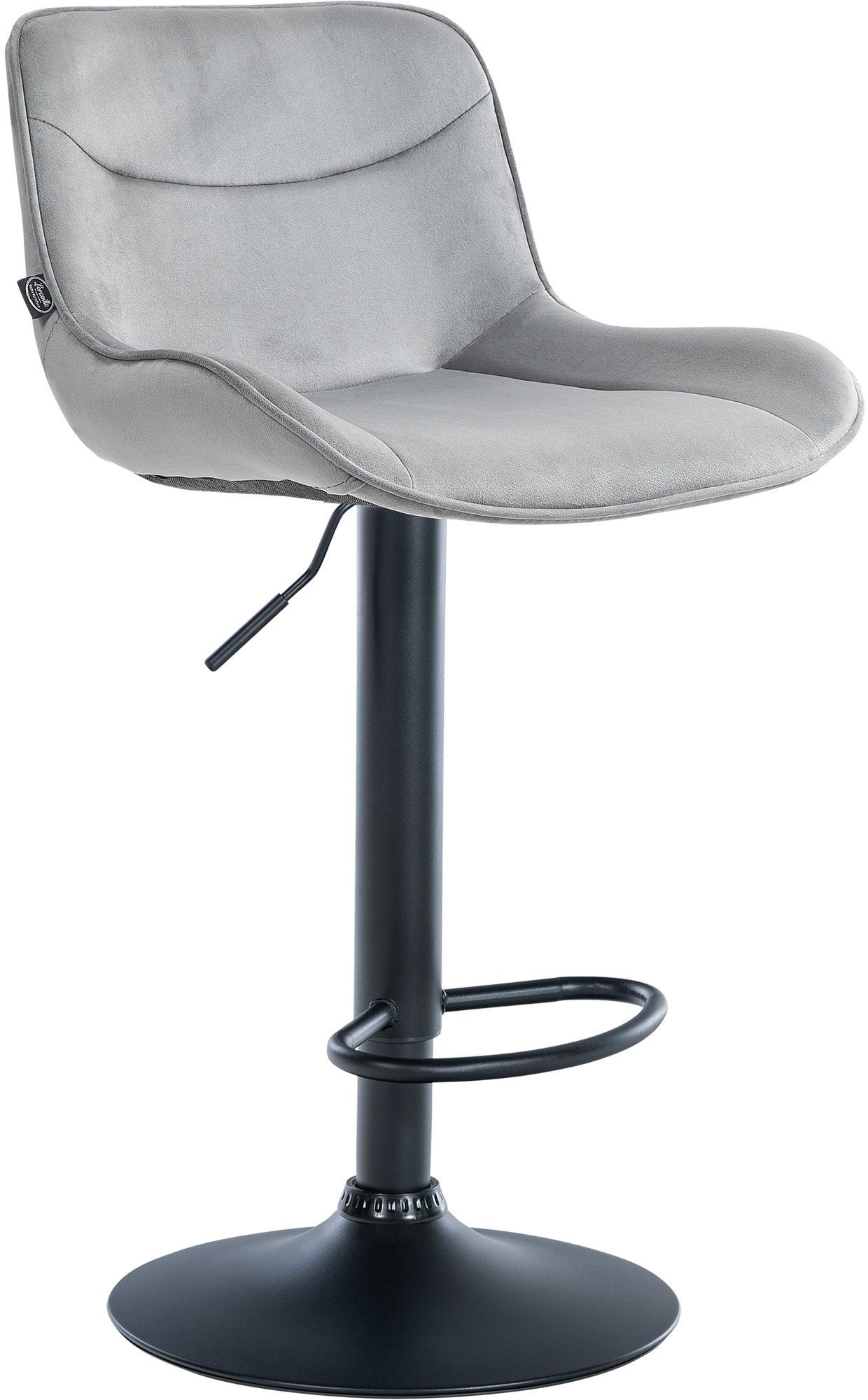 BARHOCKER Samt grau - Schwarz/Grau, Textil/Metall (49/85/51cm) - CLP