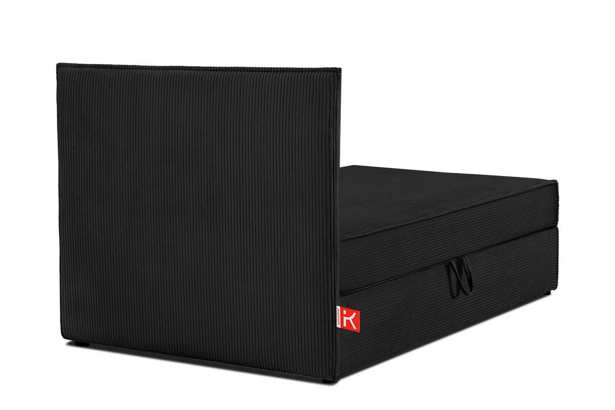BOXSPRINGBETT ROTI Einzelbett, schwarz, Cordstoff - Schwarz, Holz/Holzwerkstoff (80/200cm) - KONSIMO®