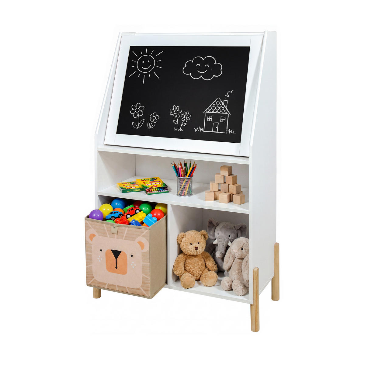 KINDERKOMMODE mit Tafel Weiß 165,5/30/105 - Weiß, Holz (65/105/30cm) - Mobili Rebecca