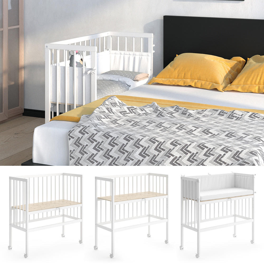 BEISTELLBETT Sophie Weiß 94 x 90 cm 1 Seitenschiene - Weiß, Holz (94/96/90cm) - VitaliSpa