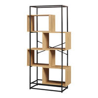 BÜCHERREGAL Rennebu - Eichefarben/Schwarz, Holzwerkstoff/Metall (80/160/33cm) - [en.casa]
