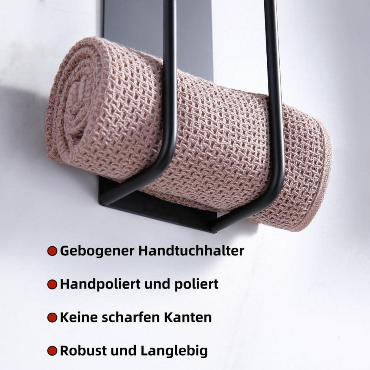 HANDTUCHHALTER Selbstklebend Matt Schwarz 40 cm - Multicolor, Metall (9/7/40cm)