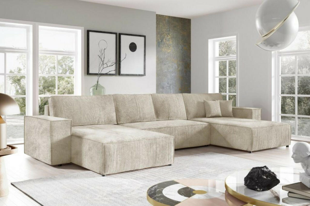 ECKSOFA mit Schlaffunktion Grau Anthrazit - Dunkelgrau, Textil (398/185cm) - Furnisell