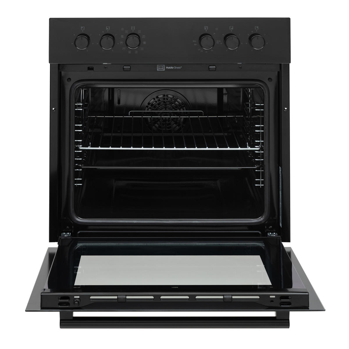 HERDSET, Backofen mit Grill und Umluft, Rahmenloses Glaskeramik-Kochfeld mit 4 Zonen, Hot Air Shield, 65 Liter, 60 cm, Edelstahl - Schwarz, Keramik/Metall (59.5/59.5/57cm) - Telefunken