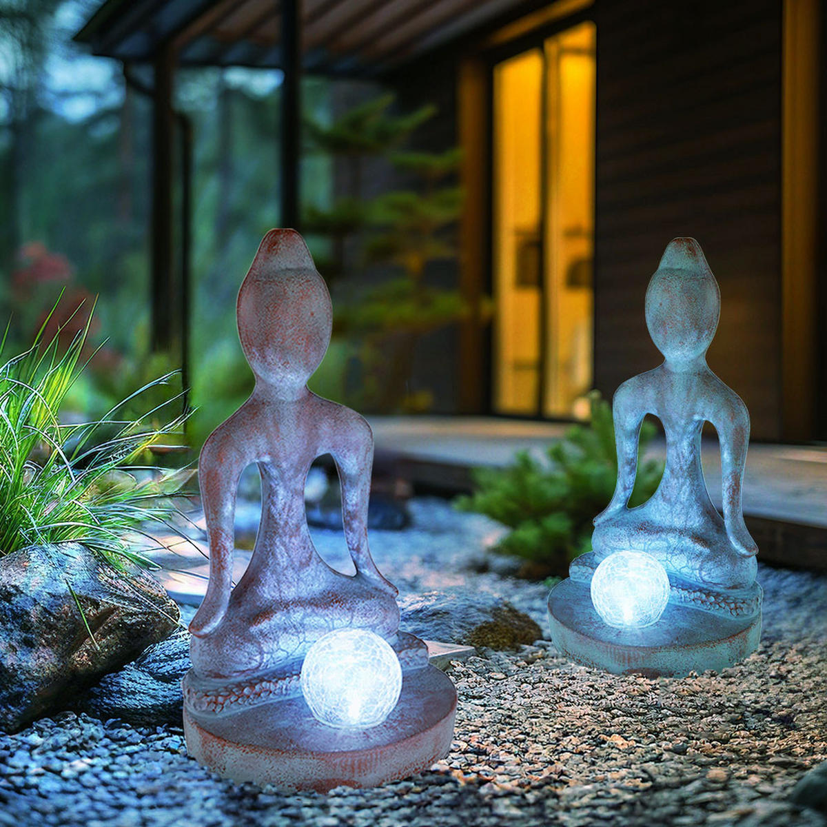 LED AUSSENLEUCHTE Buddha Bronze - Bronzefarben, Glas (17.5/15/30cm) - Globo Lighting