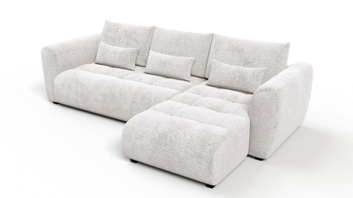 ECKSOFA SORENO 4-Sitzer, ecru - Ecru/Schwarz, Holz/Textil (293/171cm) - Courtois Laville