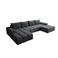 WOHNLANDSCHAFT Cento, Couch U-Form, Teddy-Bouclé, 360x57x180 cm, Schwarz - Schwarz, Holz (360/56/180cm) - PROMETO Möbel