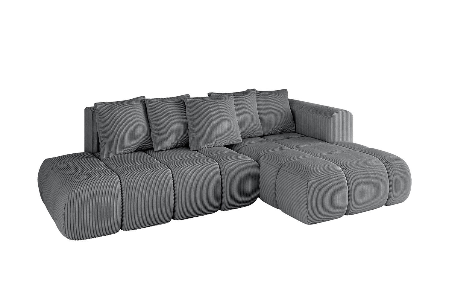 ECKSOFA Ottomane Rechts CLOUD-L-v1 289x180x40 Dunkelgrau Cord - Dunkelgrau, Holzwerkstoff/Kunststoff (289/180cm) - ALTDECOR