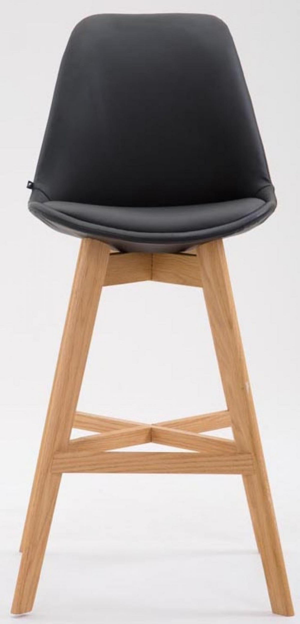 BARHOCKER 2er Set Lederlook schwarz - Eukalyptusholzfarben/Schwarz, Holz/Textil (48/112/56cm) - CLP