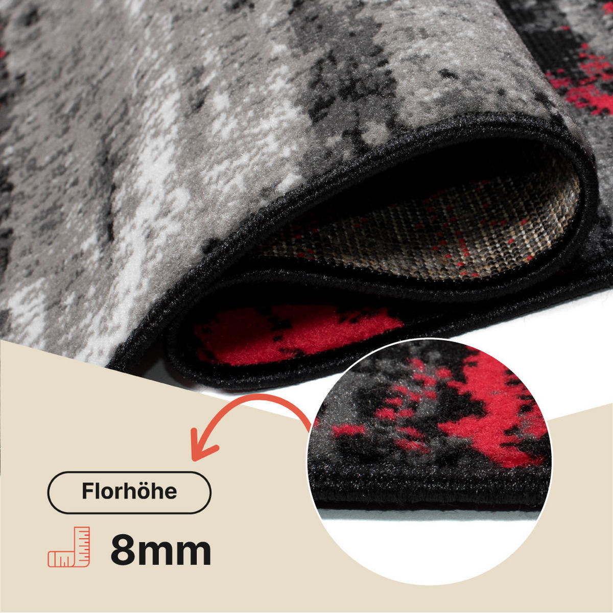 TEPPICH MAYA Rot Verwischt Streifen Meliert 200/200 cm - Rot, Textil (200/200cm) - Tapiso