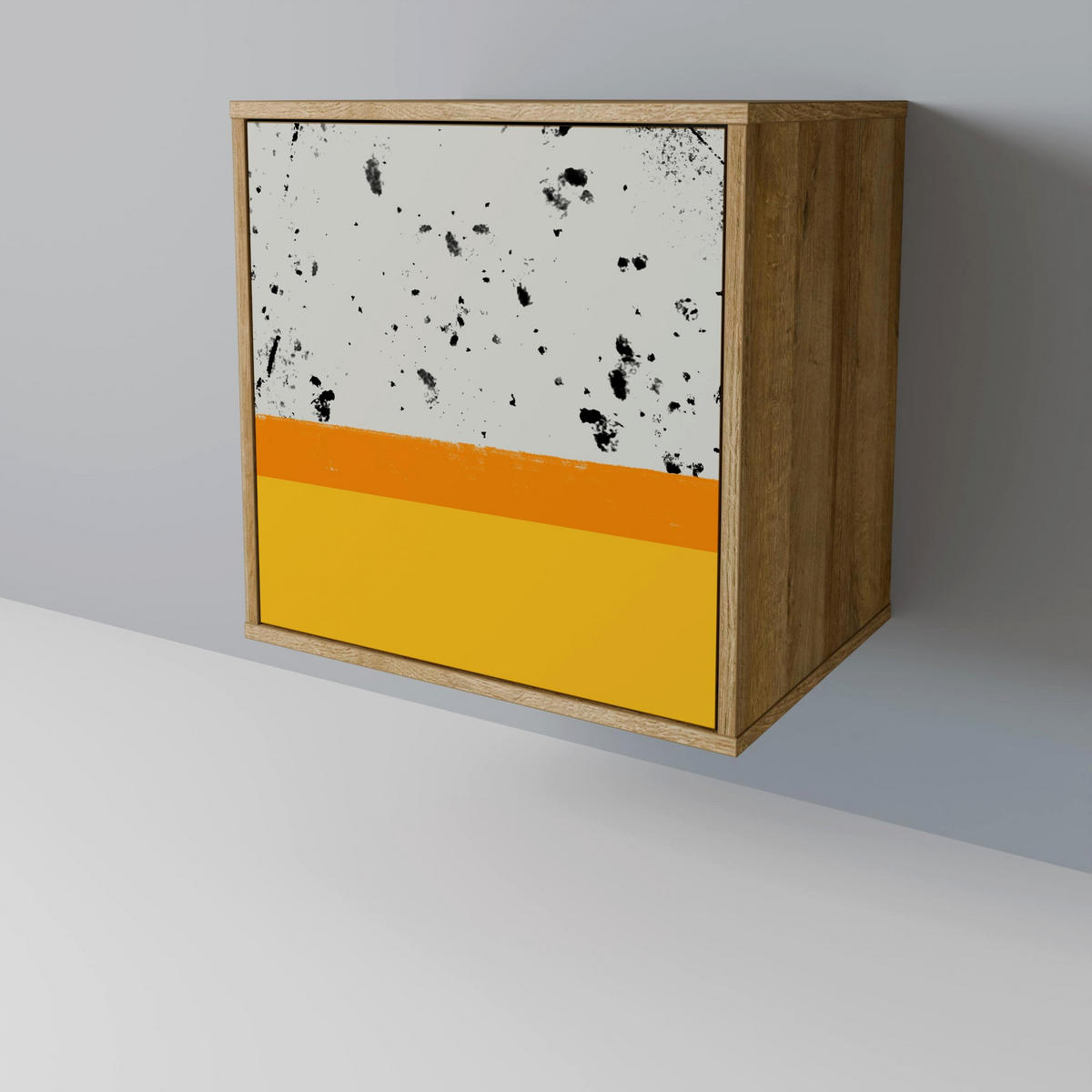 SIDEBOARD DYED BY ORANGE, Eichefarben, 57,5x42x72,5 cm, Schwarze Metallfüße - Eichefarben/Multicolor, Holzwerkstoff/Metall (57.5/72.5/42cm) - SpaceRebels