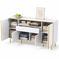 SIDEBOARD aus MDF und Spanplatte 150x40x80 cm Weiß Hochglanz mit LED-Beleuchtung und Stauraum - Weiß, Holzwerkstoff (150/80/40cm) - IVMEU