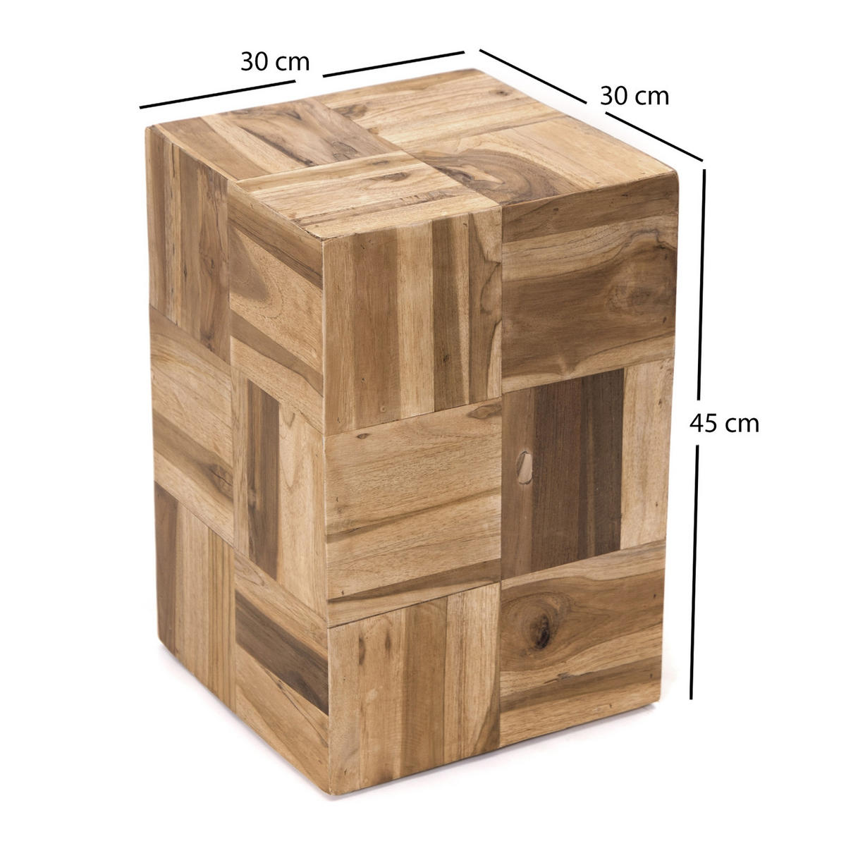 BEISTELLTISCH Cubes Teak Massivholz naturfarben - Naturfarben, Holz (30/30/45cm) - CREEDWOOD