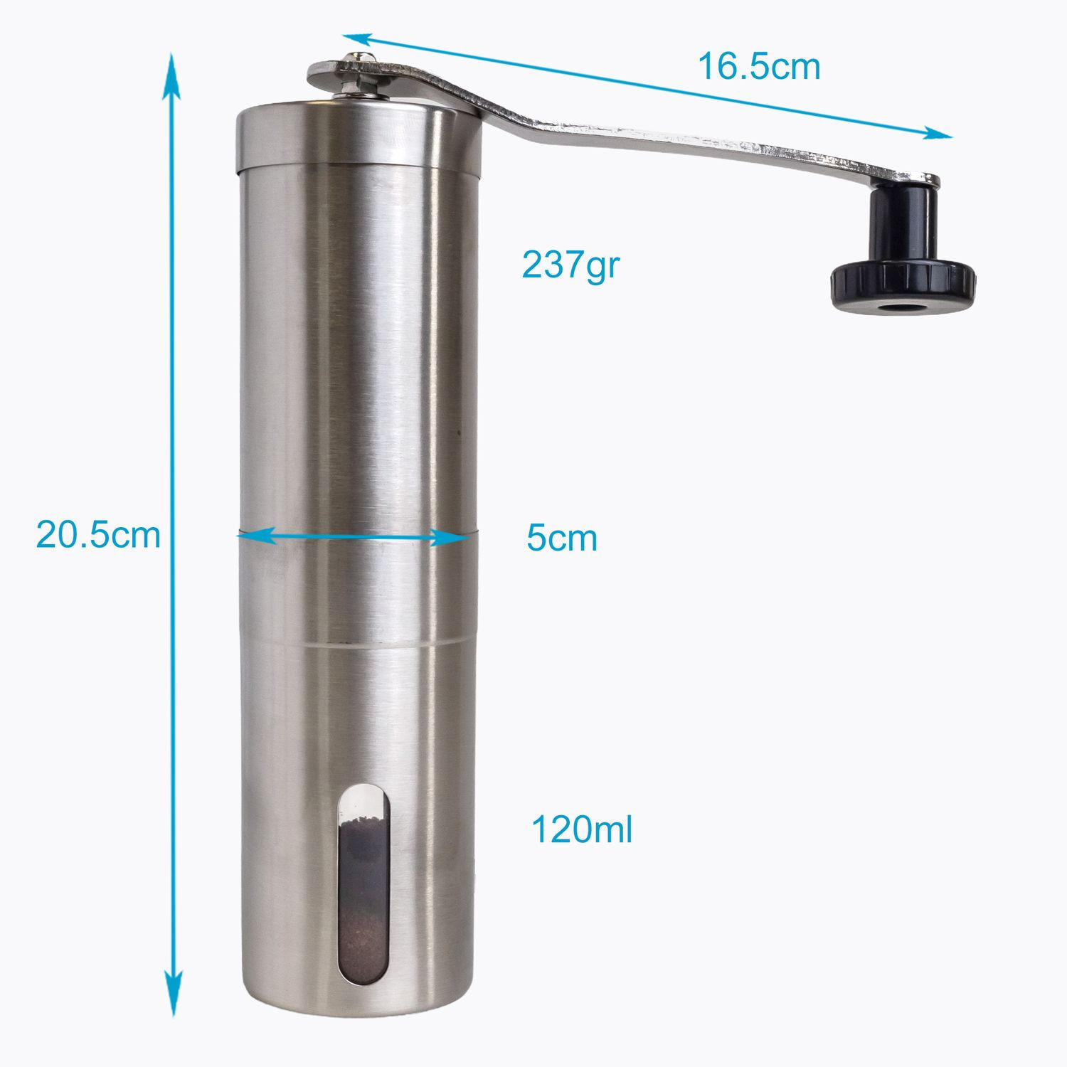 KAFFEEMÜHLE - Silberfarben, Metall (6/23/6cm) - Intirilife