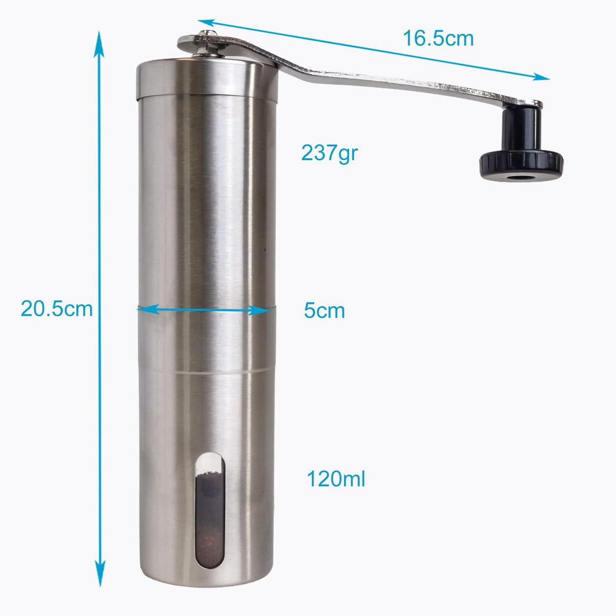 KAFFEEMÜHLE - Silberfarben, Metall (6/23/6cm) - Intirilife