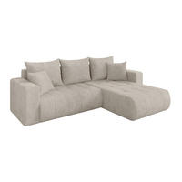ROHOVÁ SEDAČKA s funkcí spaní, otoman vpravo MILA-L 277x194x86 krémová manšestr - černá/krémová, kompozitní dřevo/textil (277/194cm) - ALTDECOR