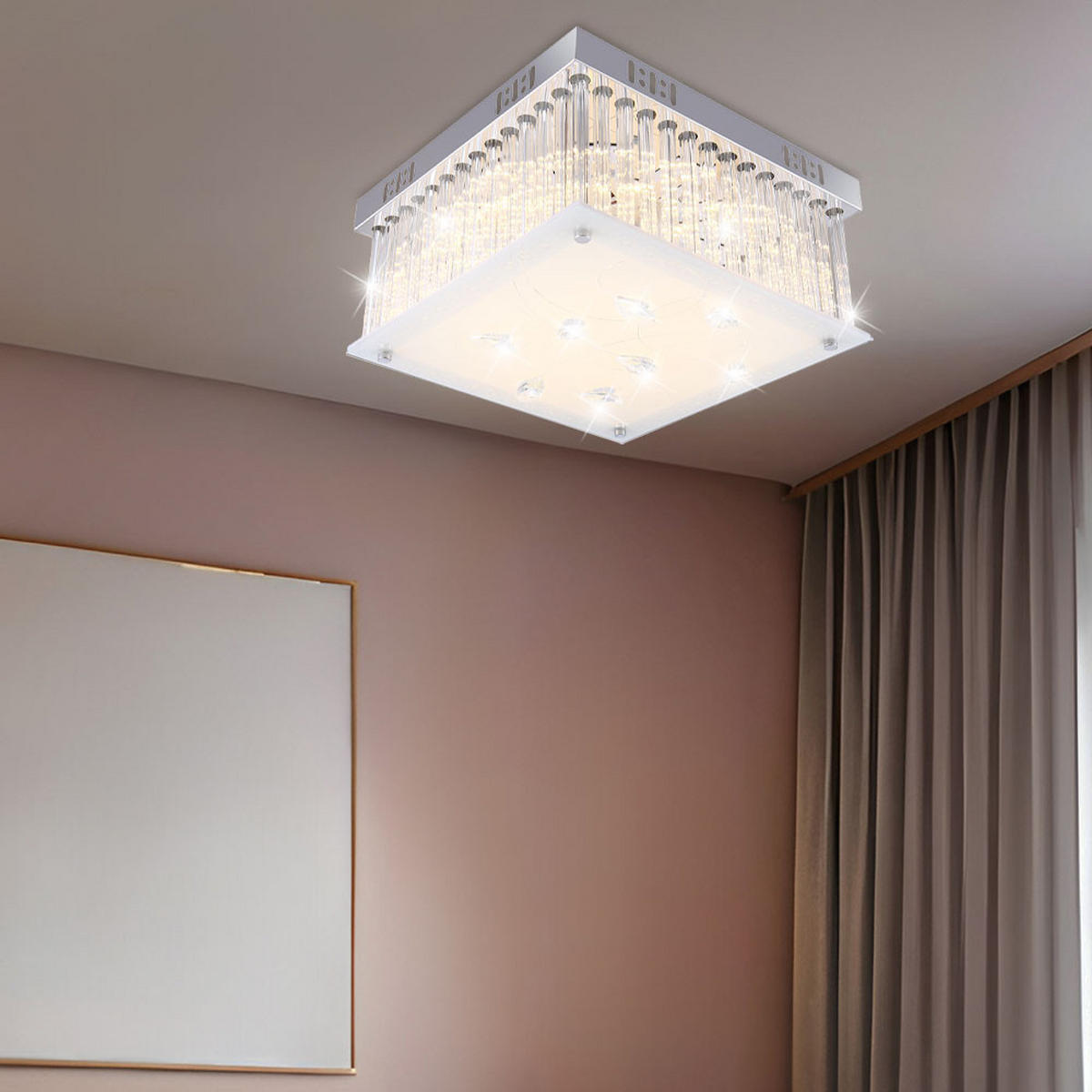 LED DECKENLEUCHTE HEIDIR Silber Metall Glas - Silberfarben, Glas (30/30/14cm) - Globo Lighting