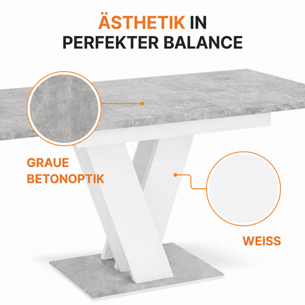 ESSTISCH Ausziehbar 120-160 cm Steingrau - Grau, Holzwerkstoff (160/80/75cm) - Home Collective