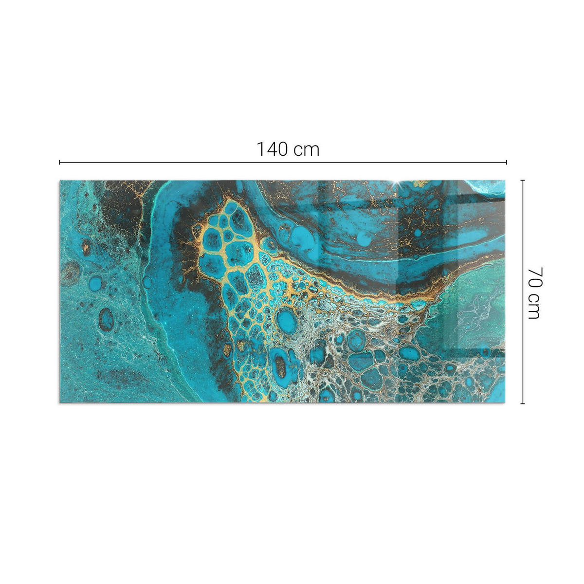 GLASPLATTE für Kamin 140x70 cm - Türkis, Glas (140/70/0.4cm) - TULUP
