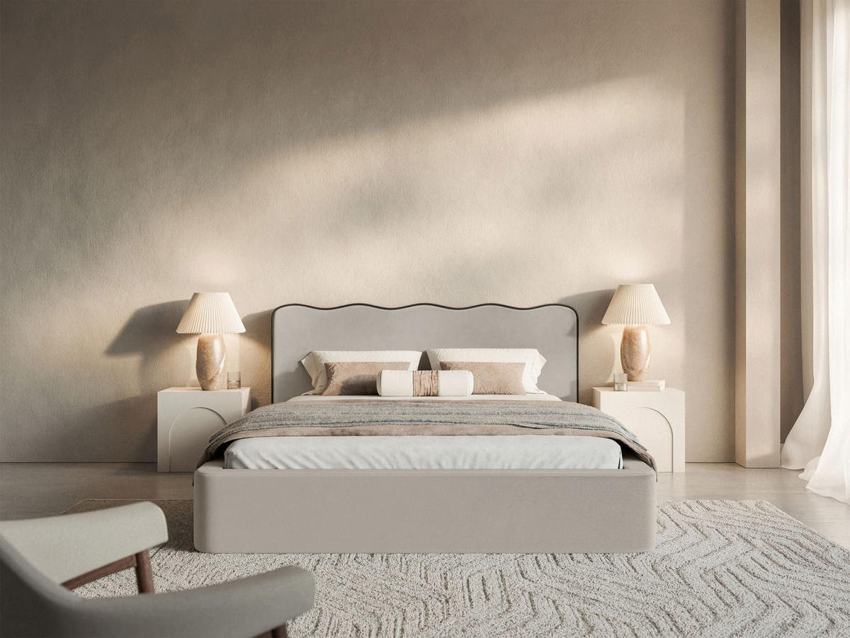 POLSTERBETT Duney Beige Velours 140x200 cm - Beige, Textil (140/200cm) - Selsey