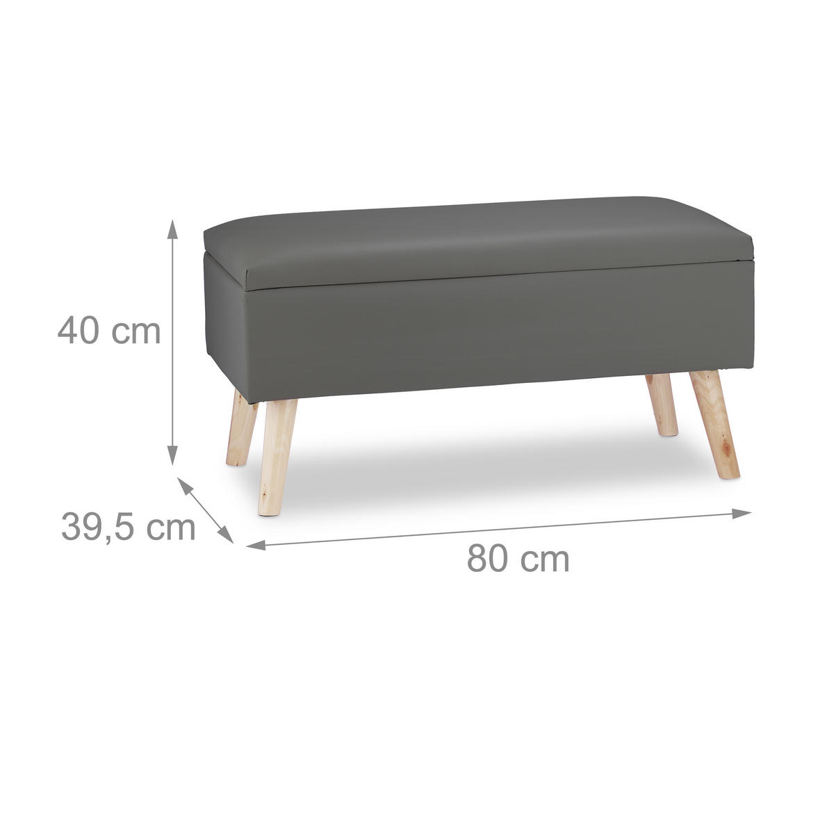 SITZBANK - Anthrazit, Holz/Holzwerkstoff (80/40/39.5cm) - Relaxdays