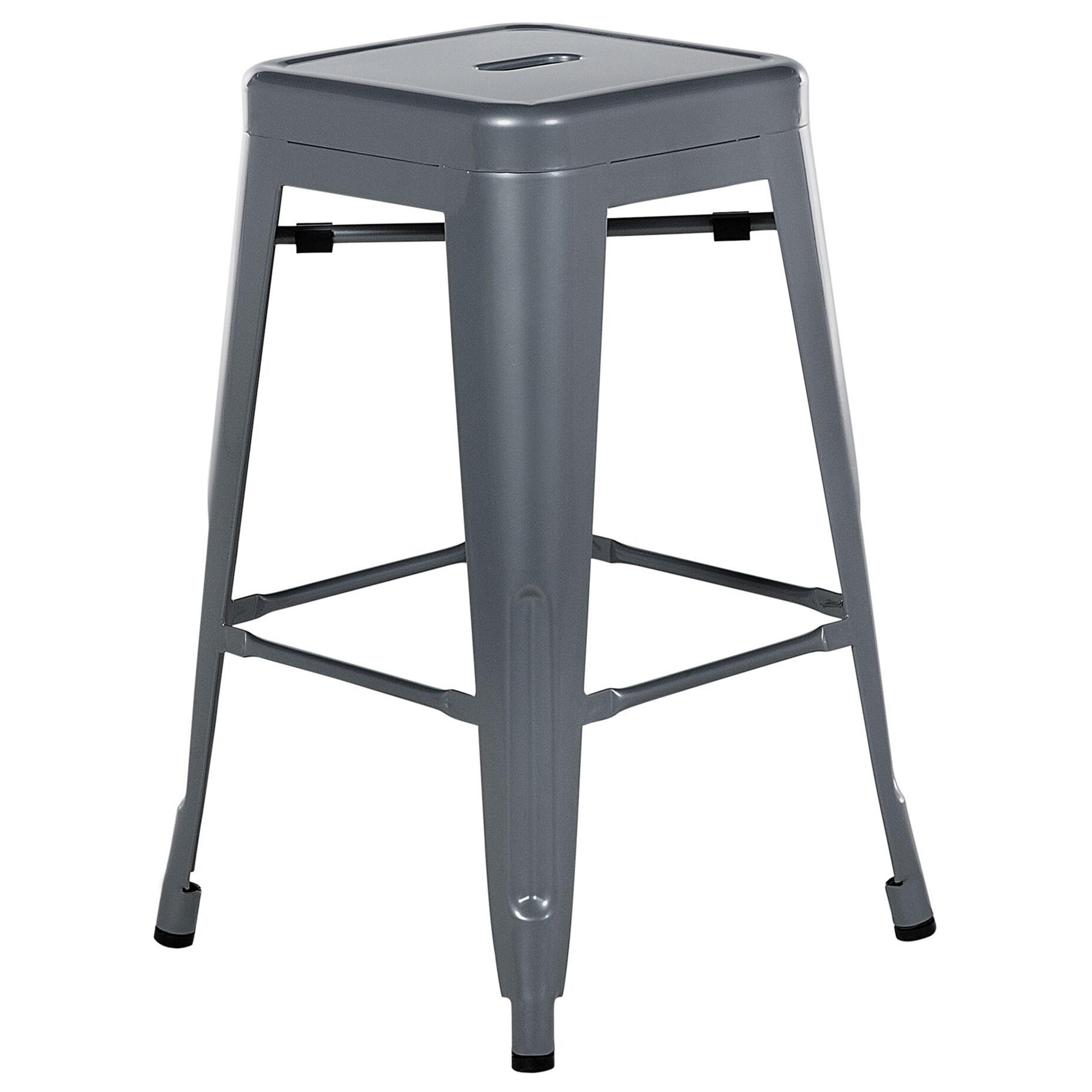 HOCKER 2er-Set Metall Grau Cabrillo - Grau, Metall (40/60/40cm) - Beliani