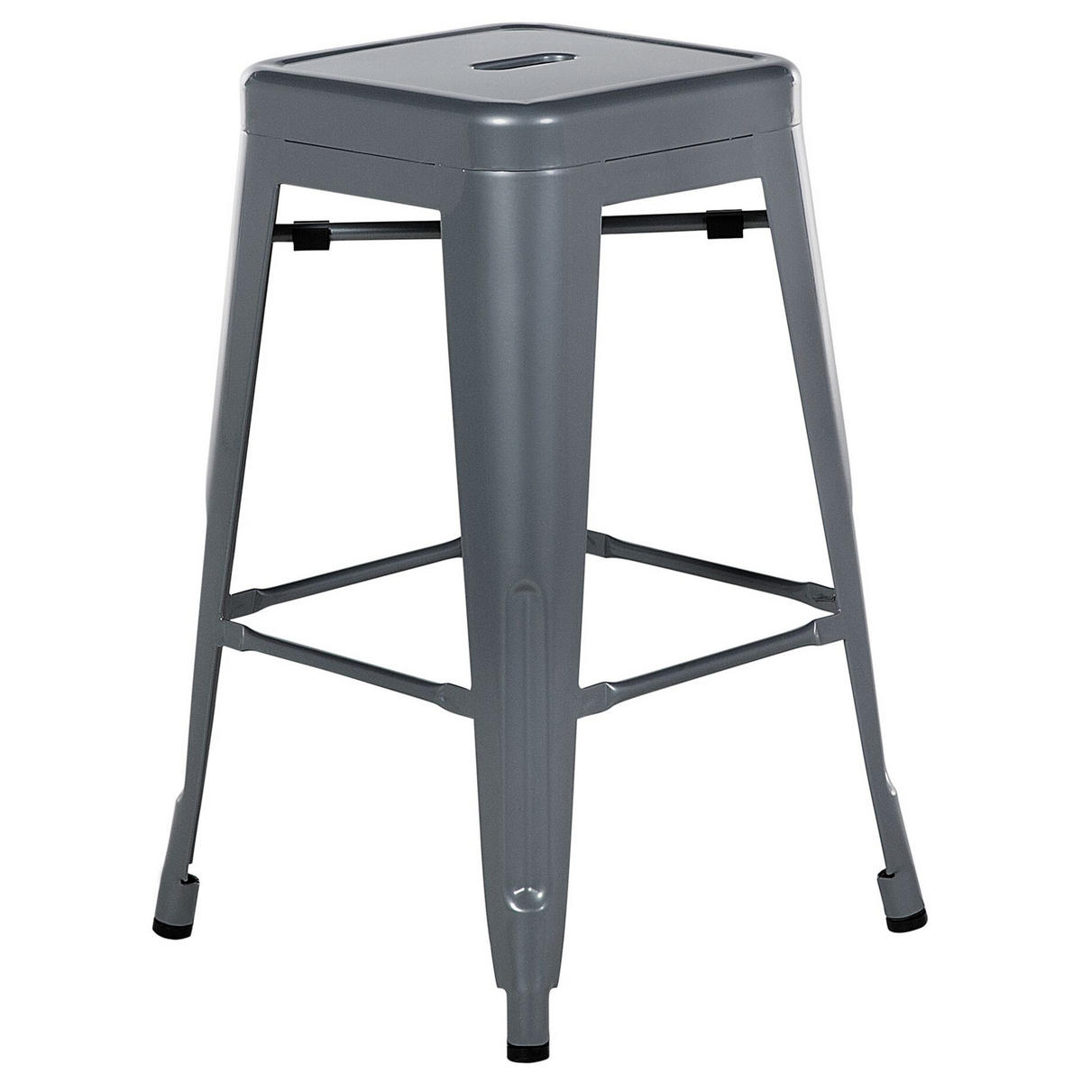 HOCKER 2er-Set Metall Grau Cabrillo - Grau, Metall (40/60/40cm) - Beliani