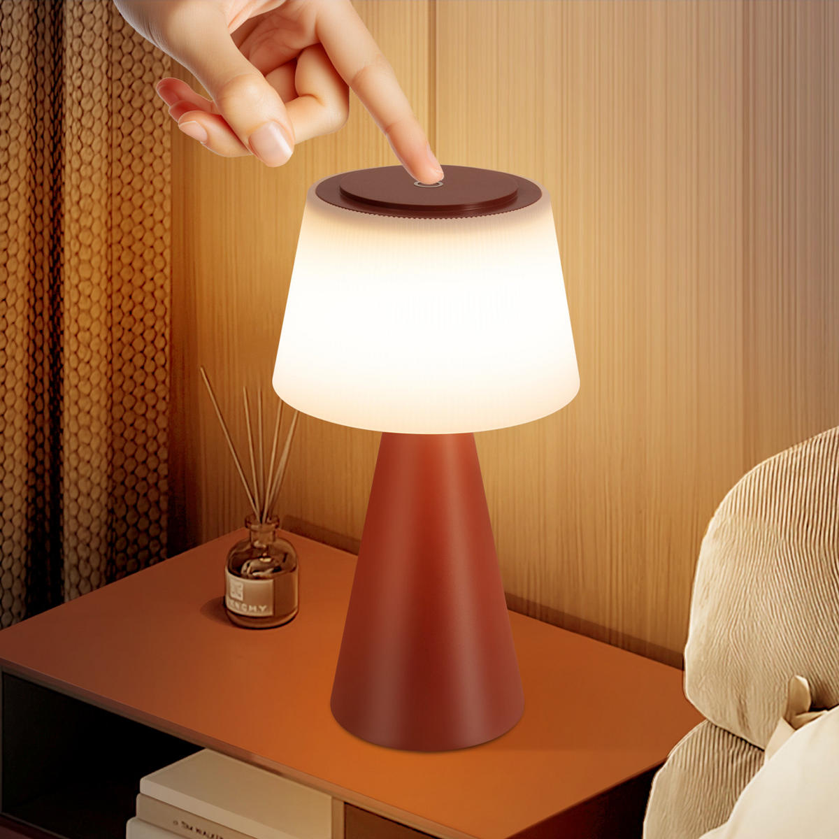 LED TISCHLEUCHTE Nathaniel - Rot, Kunststoff (13/13/26cm) - Nettlife