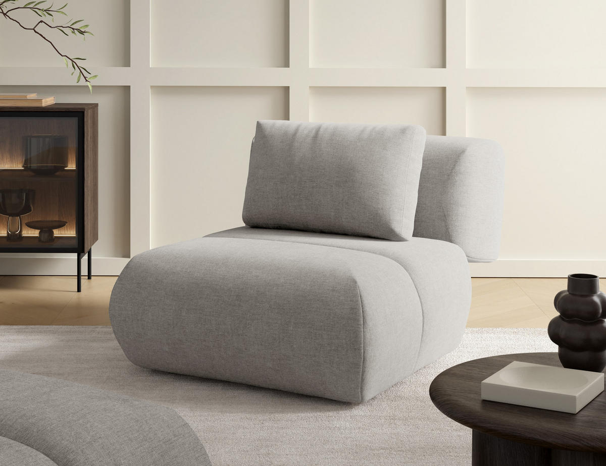 SESSEL ATOMO, Modern Polstersessel Loungesessel, Chenille-Stoff Beige - Beige, Holz/Metall (98/82/134cm) - MASSENO