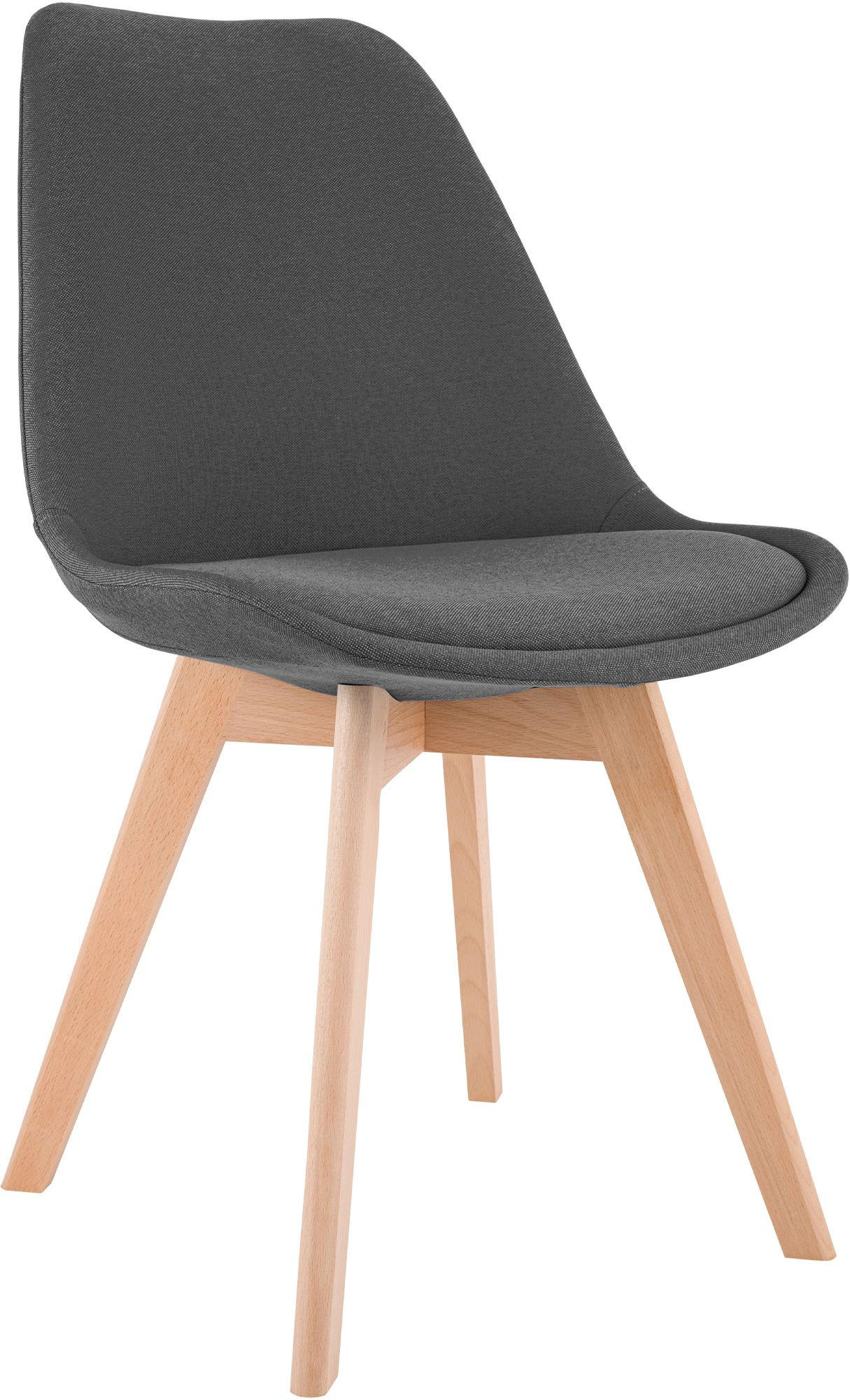 STUHL Stoff grau - Eukalyptusholzfarben/Grau, Holz/Textil (49/83/50cm) - CLP
