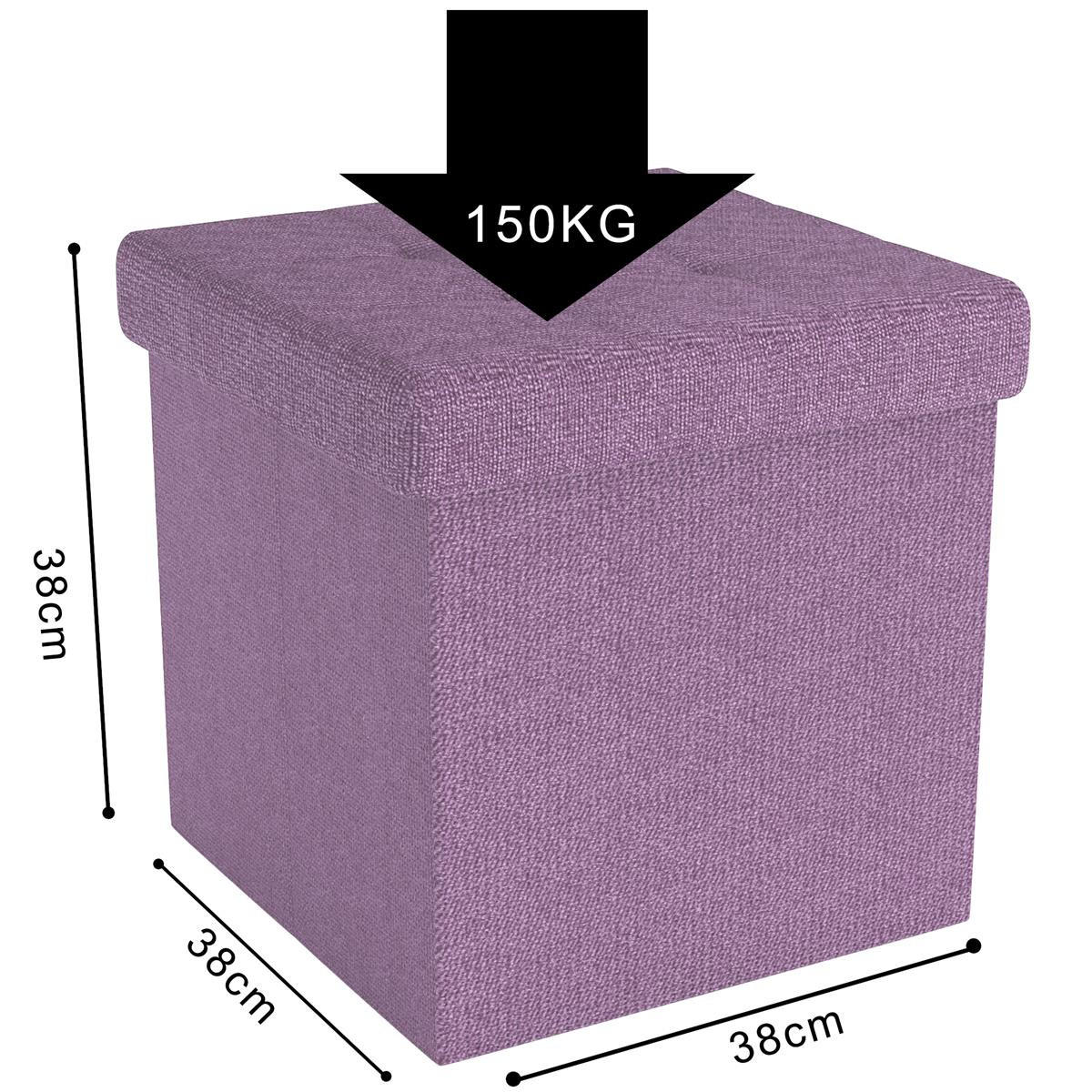 SITZHOCKER Faltbar mit Stauraum 38/38/38 cm (Rosa) - Rosa, Textil (38/38/38cm) - Intirilife