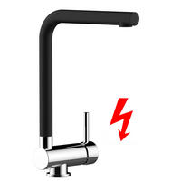 NIEDERDRUCK-VORFENSTER-KÜCHENARMATUR, Umklappbar 6 CM, Verchromt und Schwarz Granit, 360° schwenkbar - Schwarz, Metall (20/31.3/20cm) - VIZIO