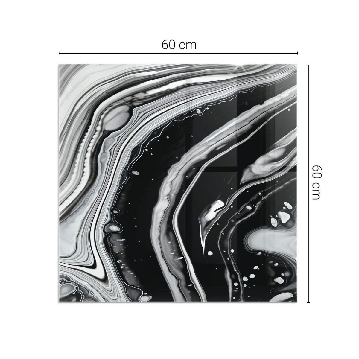 GLASPLATTE für Kamin 60x60 cm Schwarz Weiß - Multicolor, Glas (60/60/0.4cm) - ArtPrintCave