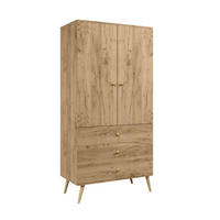 KLEIDERSCHRANK NATURA, 100 cm, Eiche Craft Gold, mit 3 Schubladen - Naturfarben, Holz (100/202/52cm) - Excellent Home
