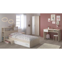 KINDERZIMMER Jugendzimmer Komplett-Set 5-tlg. Kleiderschrank Schreibtisch Bett 90x200 - Silberfarben/Weiß, Holz/Holzwerkstoff (203/180/123cm) - Parisot Meuble