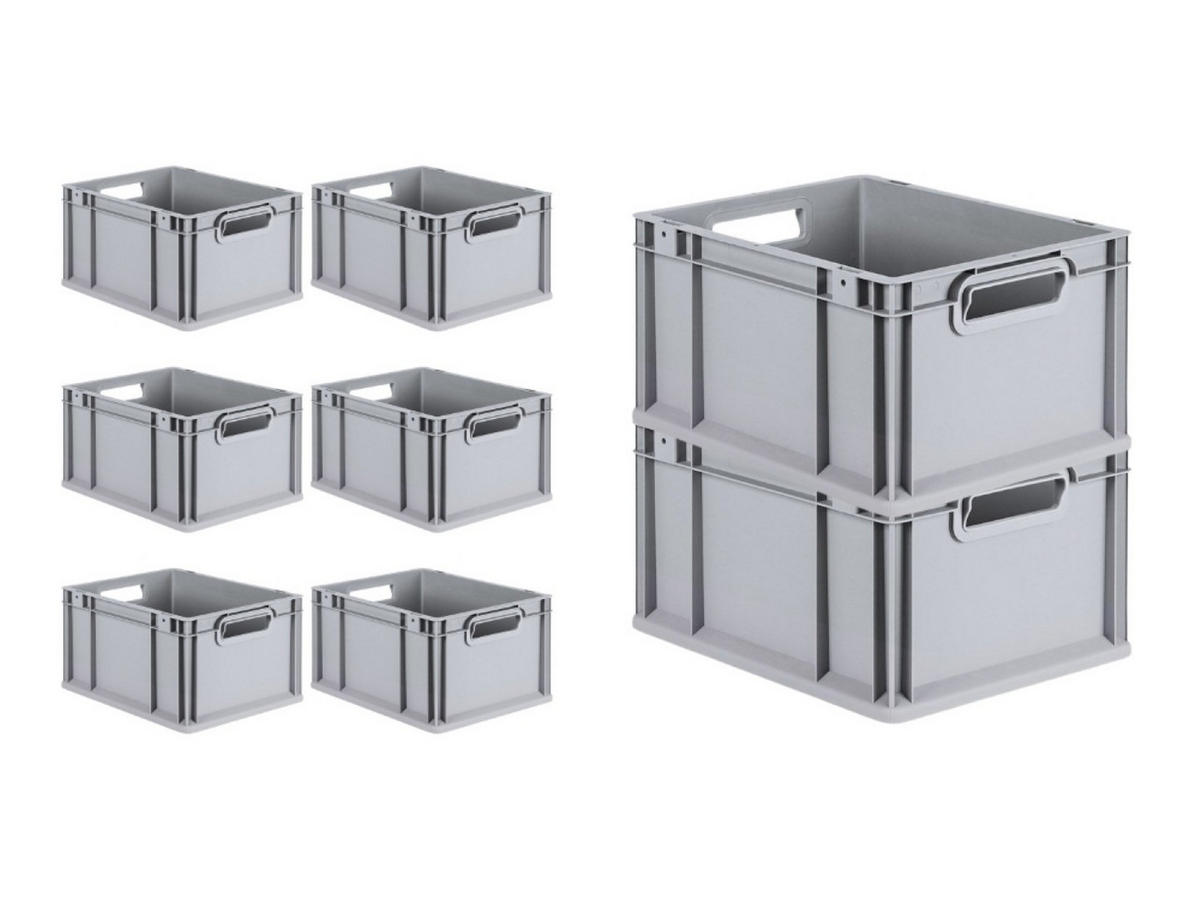 EUROBOX 8x Nextgen Economy Griffe Offen 22x30x40cm 20 Liter - Grau, Kunststoff (30/22/40cm) - PROREGAL