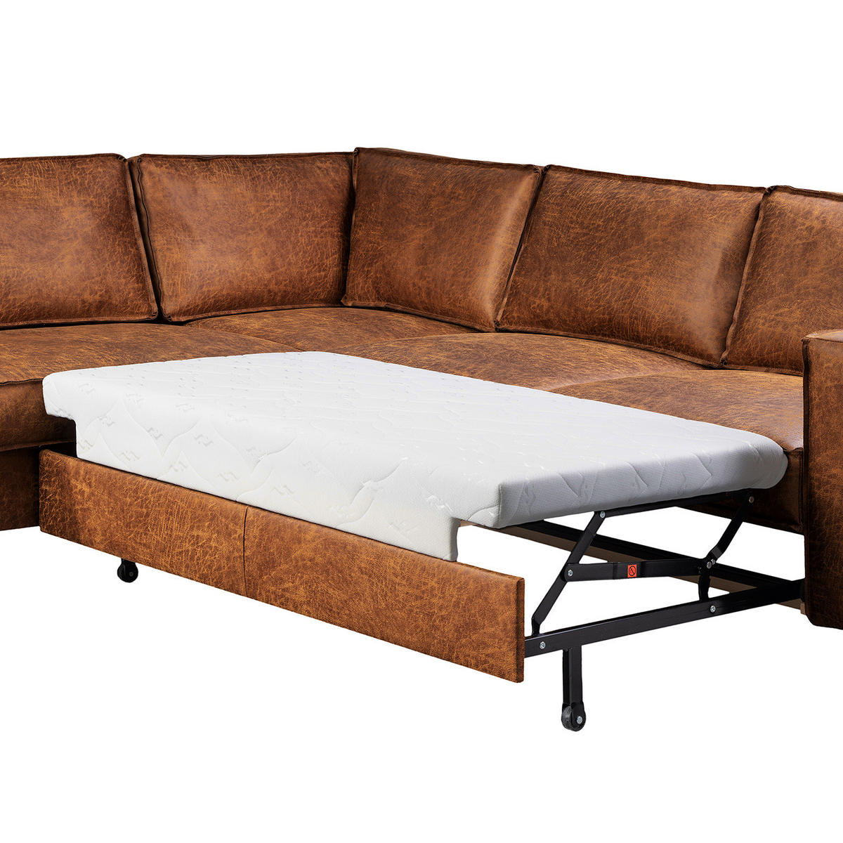 ECKSOFA mit Ottomane - Cognac/Anthrazit, Textil/Metall (258/225cm) - home24