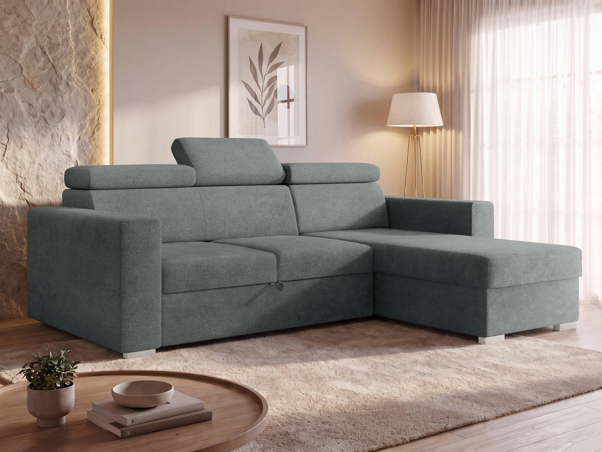 ECKSCHLAFSOFA Pedro 2rLC - Silberfarben/Grau, Holz/Kunststoff (235/170cm) - MIRJAN24