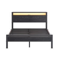 BETT 140/190 cm DE-33031 mit USB und LED-Beleuchtung Schwarz - Schwarz, Metall (140/190cm) - ComfortXL