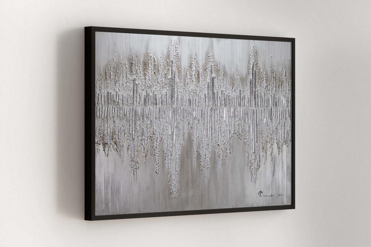 ACRYLBILD HANDGEMALT 90/60 cm - Silberfarben/Grau, Holz/Textil (90/60cm) - KUNSTLOFT