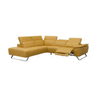 ECKSOFA Predator Echtleder mit 1 x Relaxfunktion Senfgelb - Gelb, Leder/Metall (230/270cm)