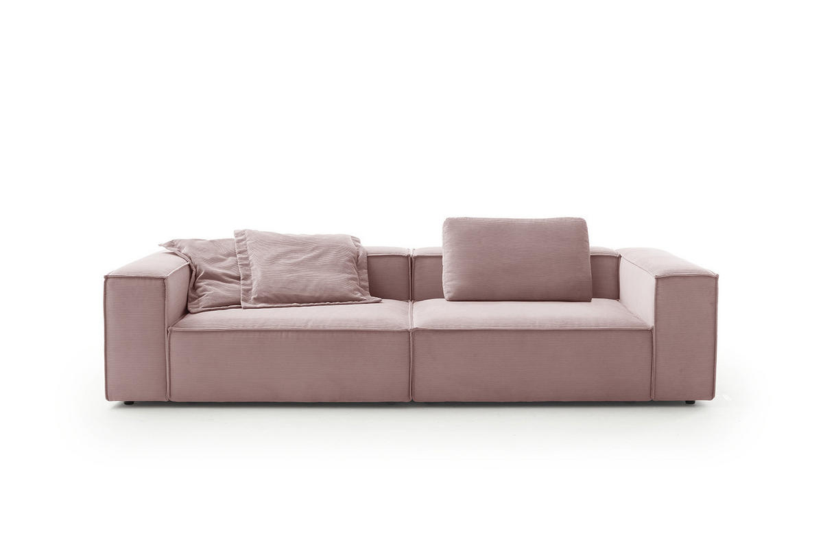 SOFA CARMO Pink Cord - Pink/Schwarz, Kunststoff/Textil (306/68/118cm) - KAWOLA