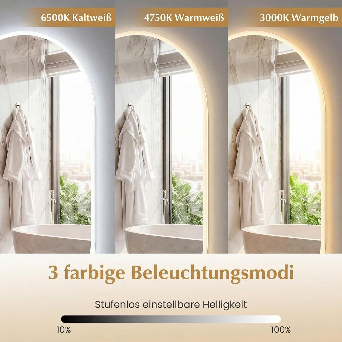 BADEZIMMERSPIEGEL mit Rücklicht silber - Silberfarben, Glas (50/80/3cm) - COSTWAY