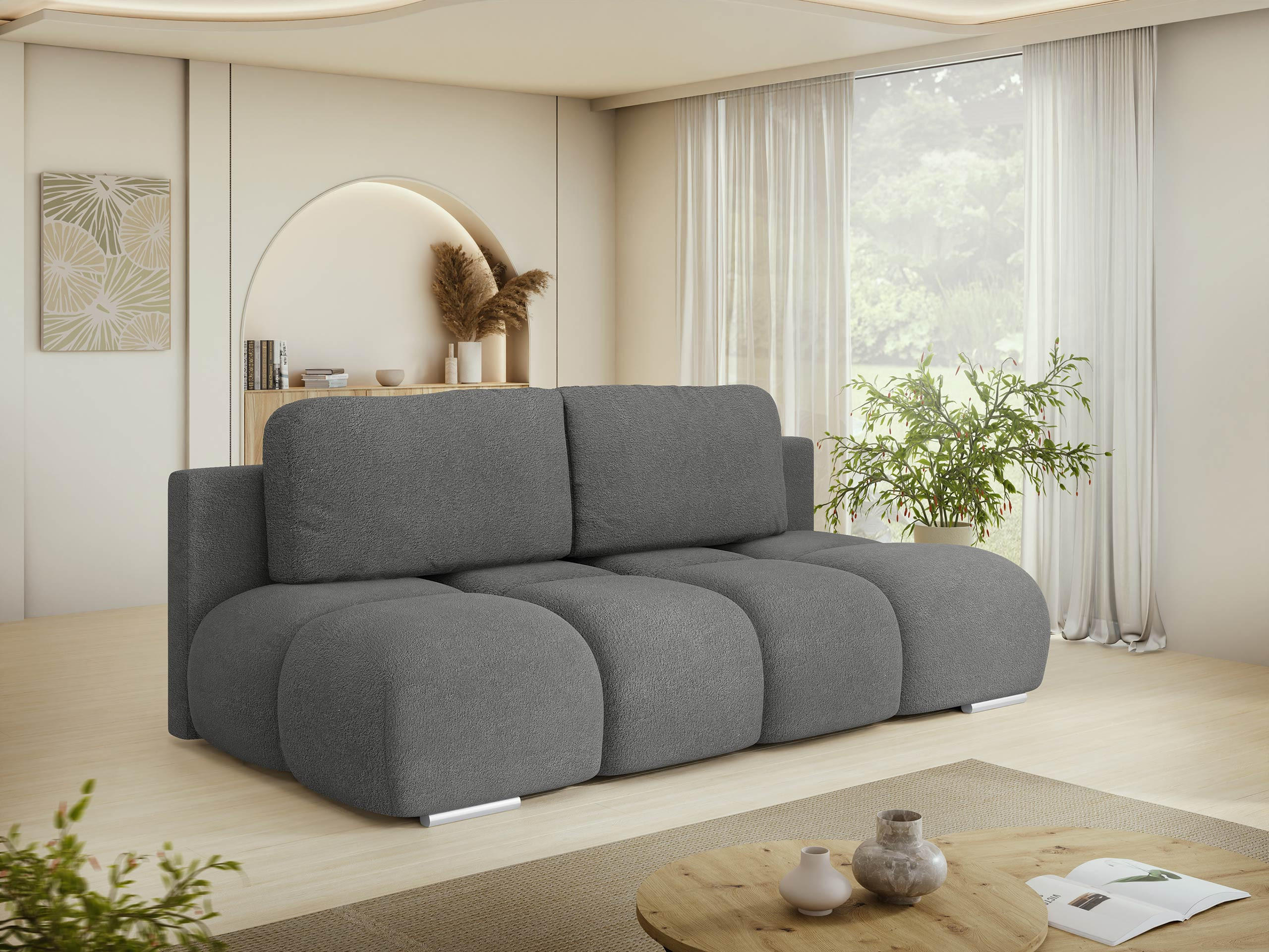 SCHLAFSOFA Honey Mini - Greige/Schwarz, Holz/Kunststoff (195/89/90cm) - MIRJAN24