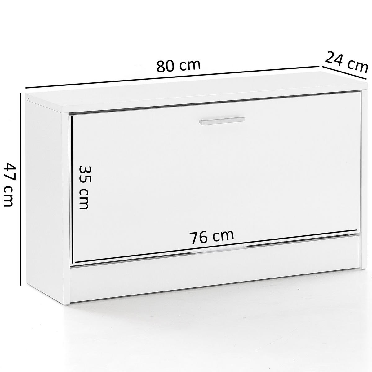 SCHUHKIPPER aus Holz in Weiß mit Ablage und 1 Fach, 80x24x47 cm - Weiß, Holz (80/47/24cm) - KADIMA DESIGN