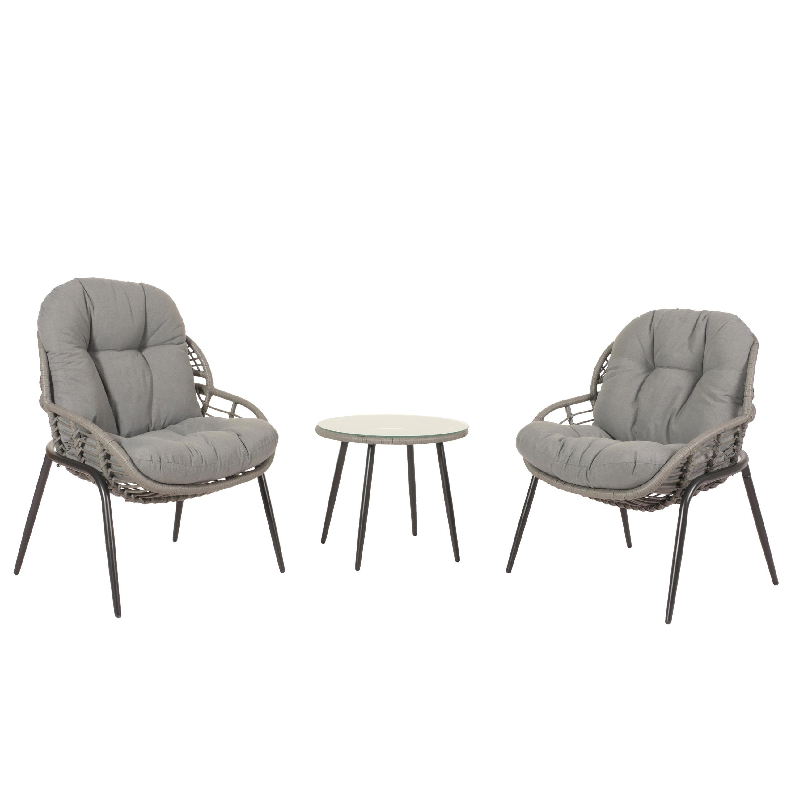 POLY-RATTAN GARNITUR Grau, Anthrazit - Anthrazit/Grau, Kunststoff - MCW