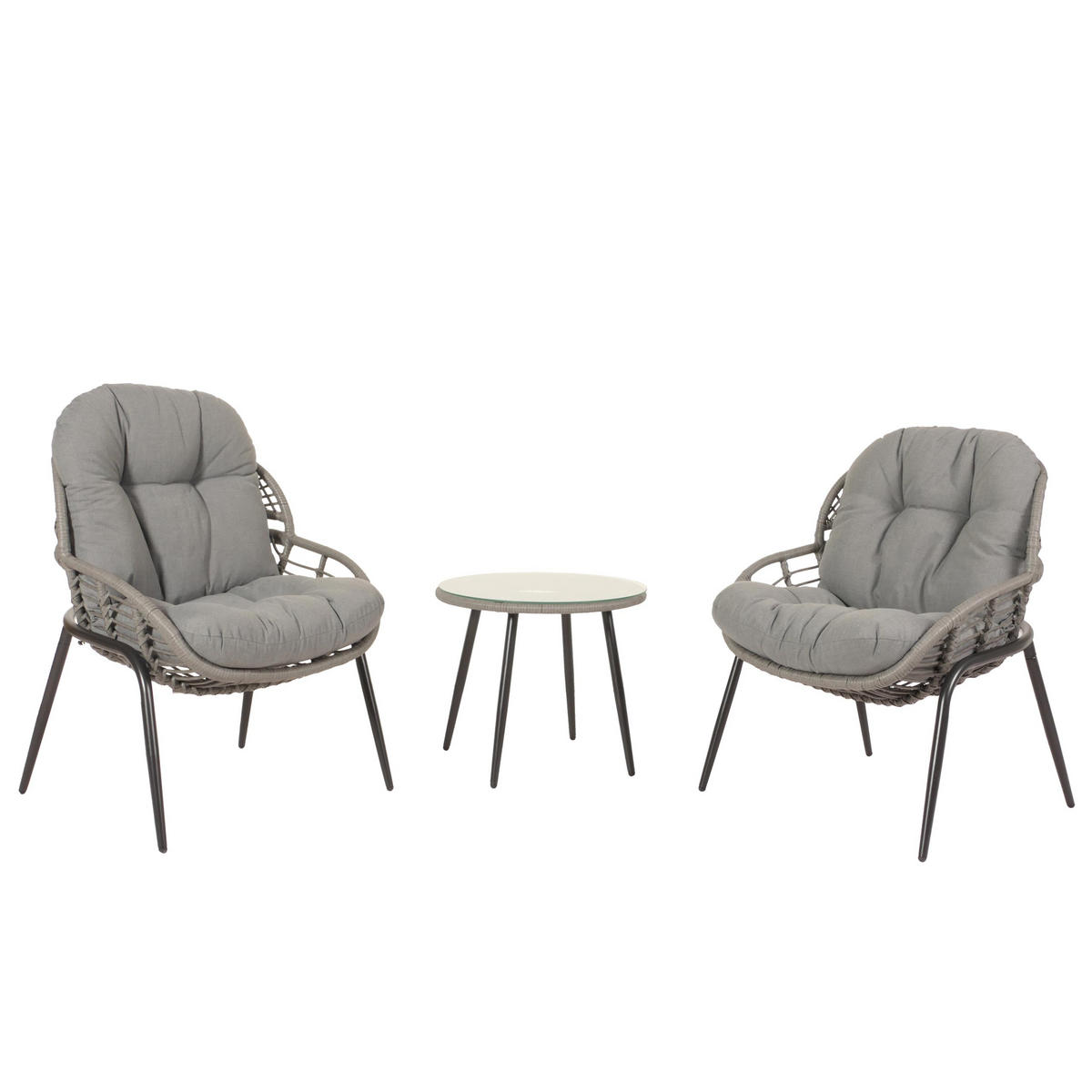 POLY-RATTAN GARNITUR Grau, Anthrazit - Anthrazit/Grau, Kunststoff - MCW