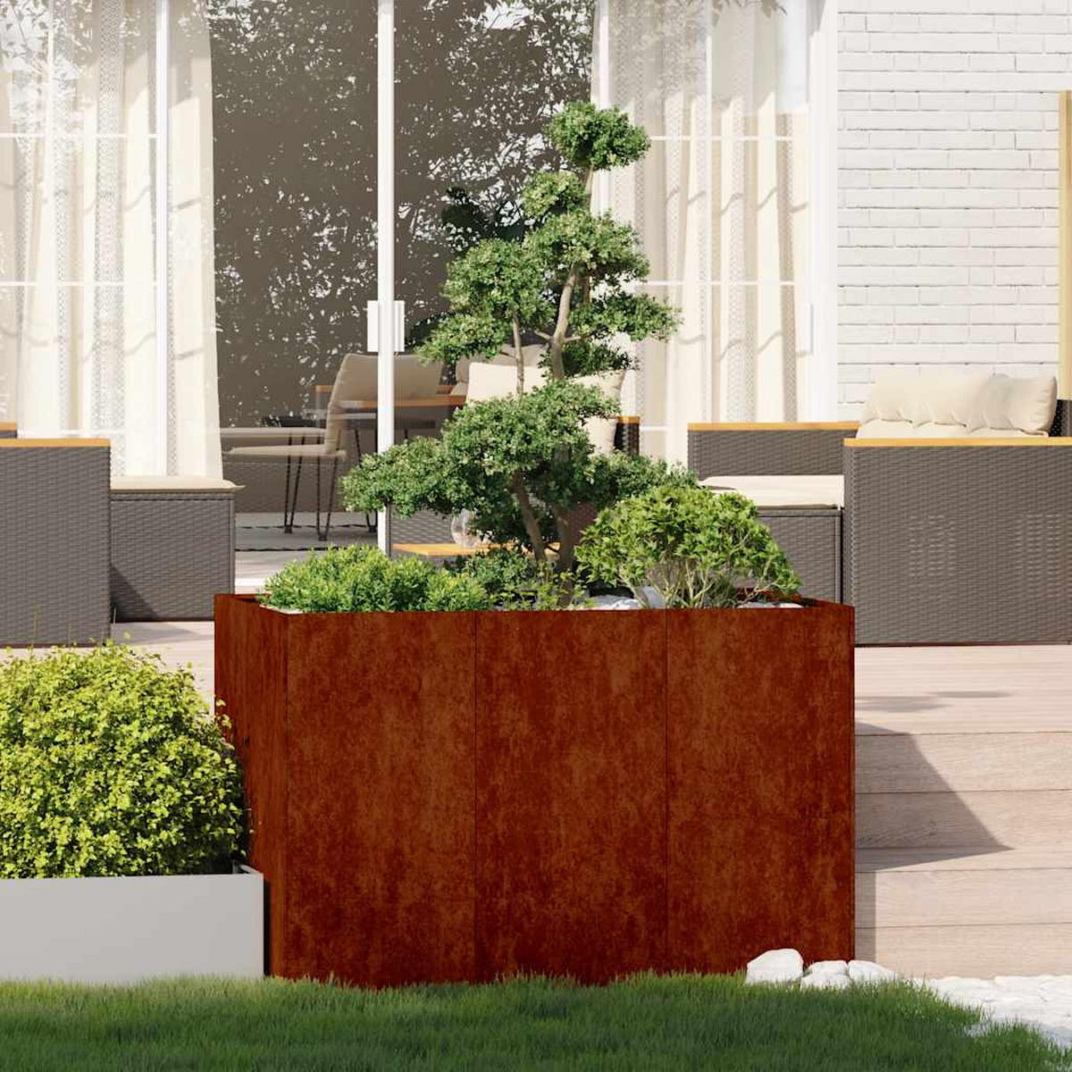 PFLANZKÜBEL Rostig 120/80/80 Cm Wetterfester Stahl - Rostfarben, Metall (80/80/120cm) - vidaXL
