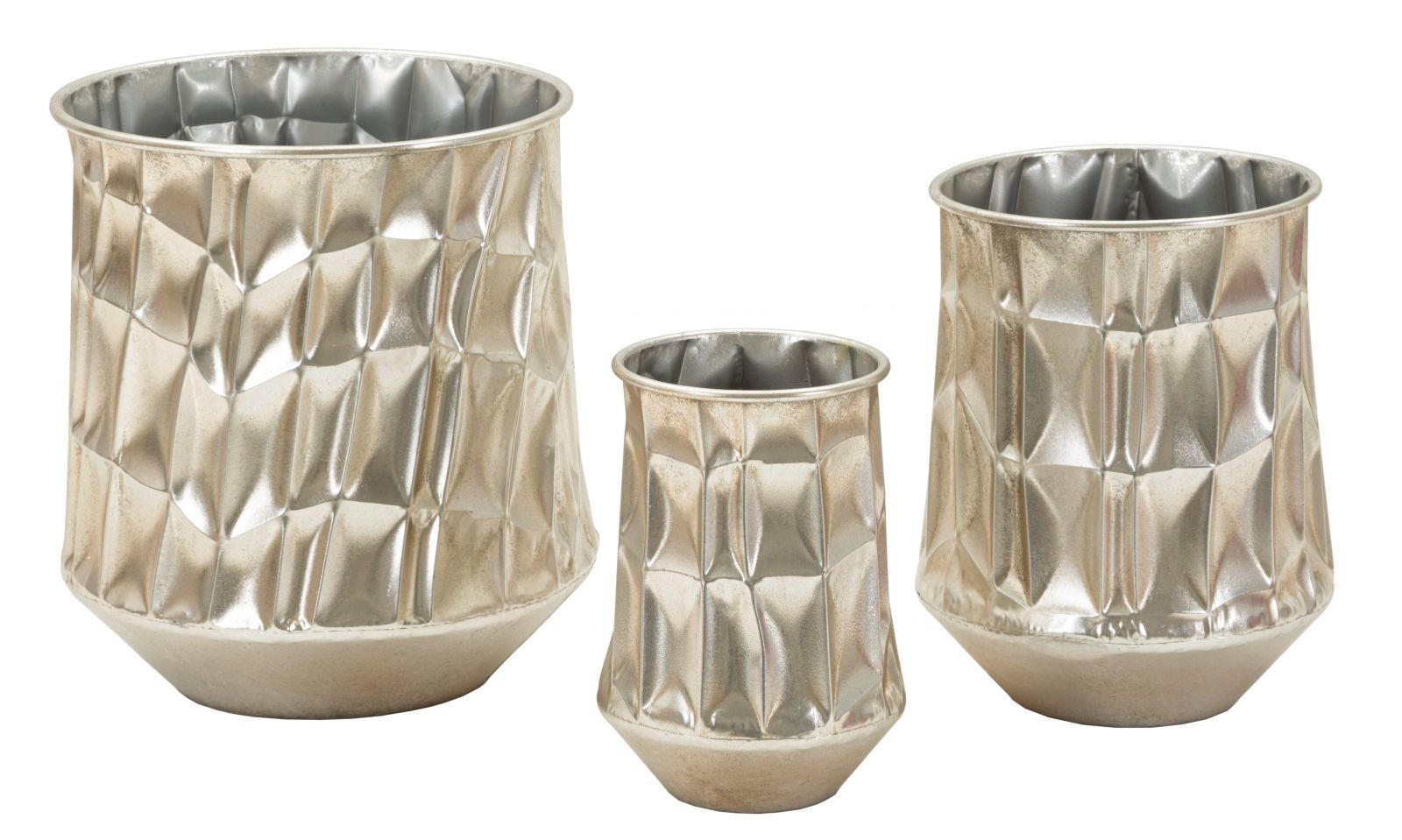 DEKOVASEN IM 3ER-SET, silberfarben, Eisen, Höhen 38,5, 33 und 26,5 cm - Silberfarben, Metall (39cm) - Mauro Ferretti